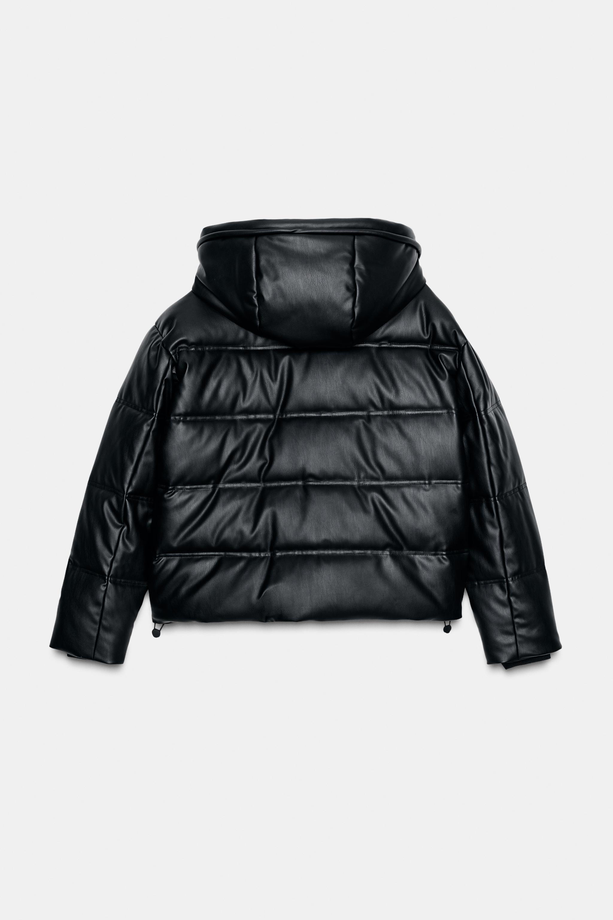 WATER REPELLENT WINDPROOF FAUX LEATHER PUFFER ANORAK